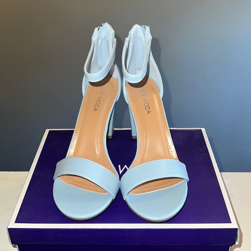 Blue Block Heels with Zipper